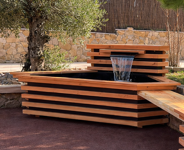 Bassin d’angle avec lame d’eau 1500 × 1500